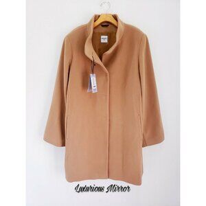 Cinzia Rocca Cashmere Camel Wool High Collar Cowl Neck Blend Coat Women's Sz 20